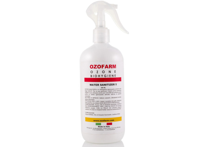 OZOFARM SANITIZER SPRAY PRONTO ALL'USO Flacone 500 ml Sanitizzante a base di olio di girasole ozonizzato BIODEGRADABILE 100% - COMPOSIZIONE 100% VEGETALE